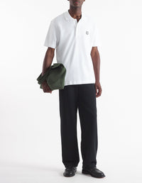 Short-sleeved polo shirt with badge - White