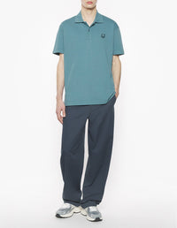Short-sleeved polo shirt with badge - Seine Blue