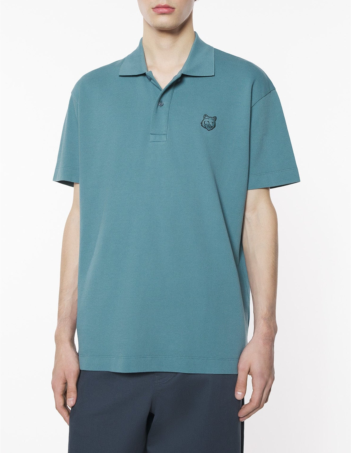 Short-sleeved polo shirt with badge - Seine Blue
