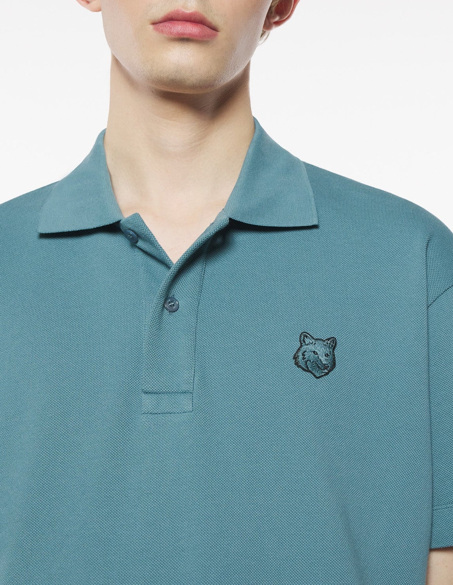 Short-sleeved polo shirt with badge - Seine Blue