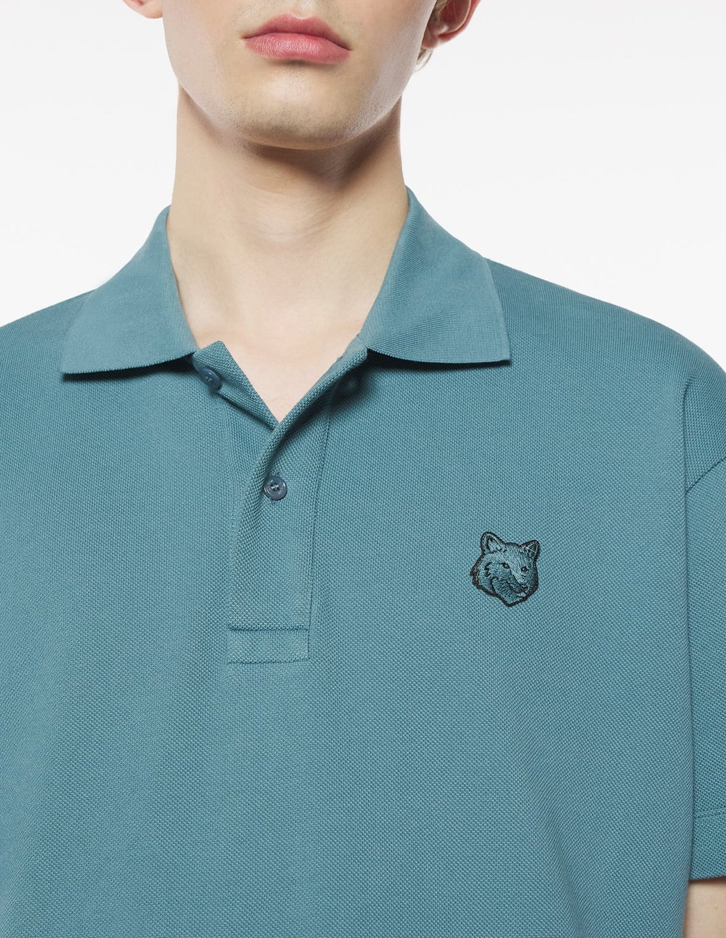 Short-sleeved polo shirt with badge - Seine Blue
