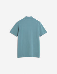 Short-sleeved polo shirt with badge - Seine Blue