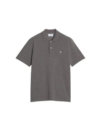 Short-sleeved polo shirt with badge - Medium Grey Melange