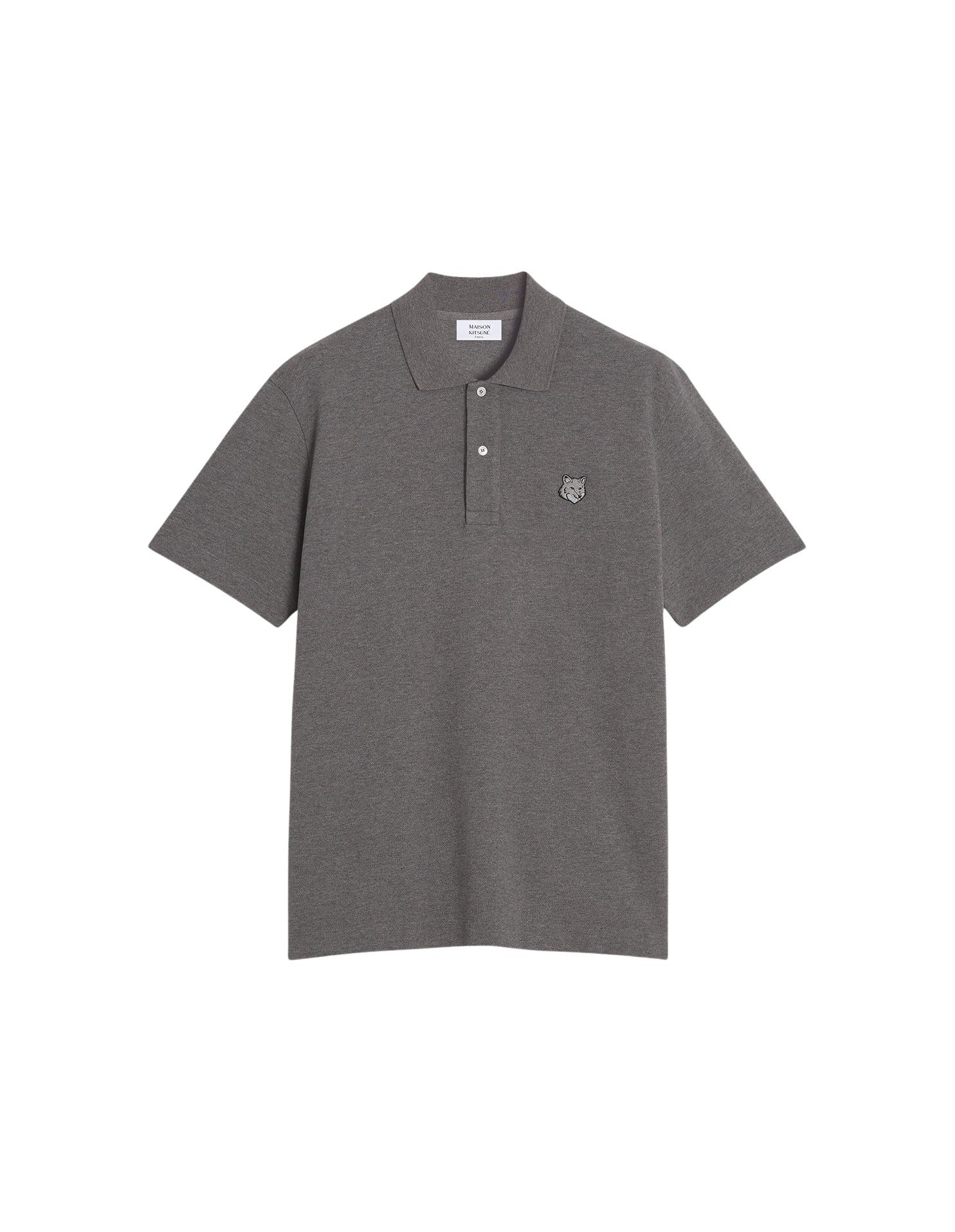 Short-sleeved polo shirt with badge - Medium Grey Melange