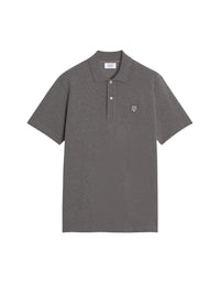 Short-sleeved polo shirt with badge - Medium Grey Melange