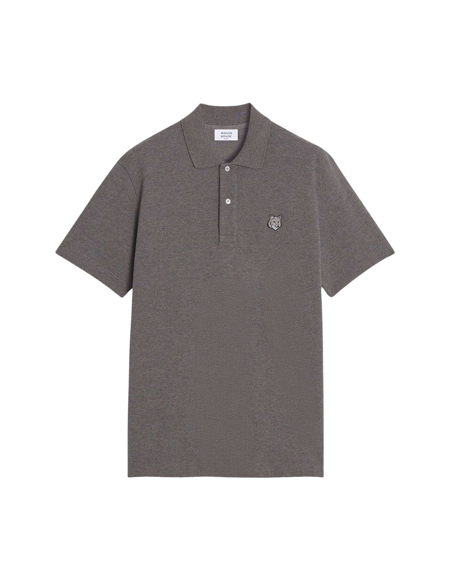 Short-sleeved polo shirt with badge - Medium Grey Melange
