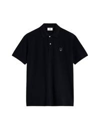 Short-sleeved polo shirt with badge - Black