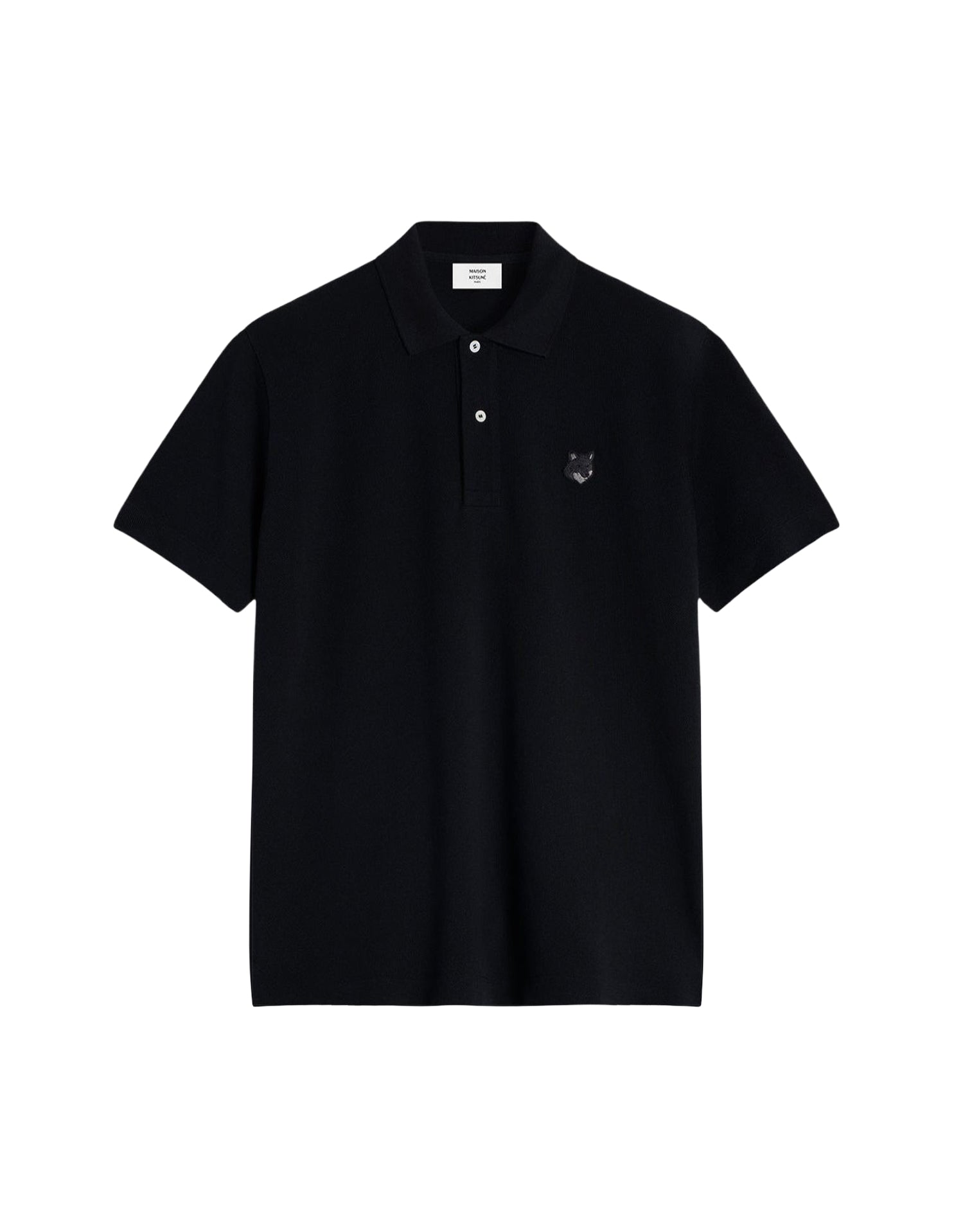 Short-sleeved polo shirt with badge - Black