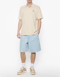 Short-sleeved polo shirt with badge - Smoke