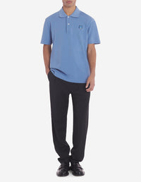 Short-sleeved polo shirt with badge - Hampton Blue