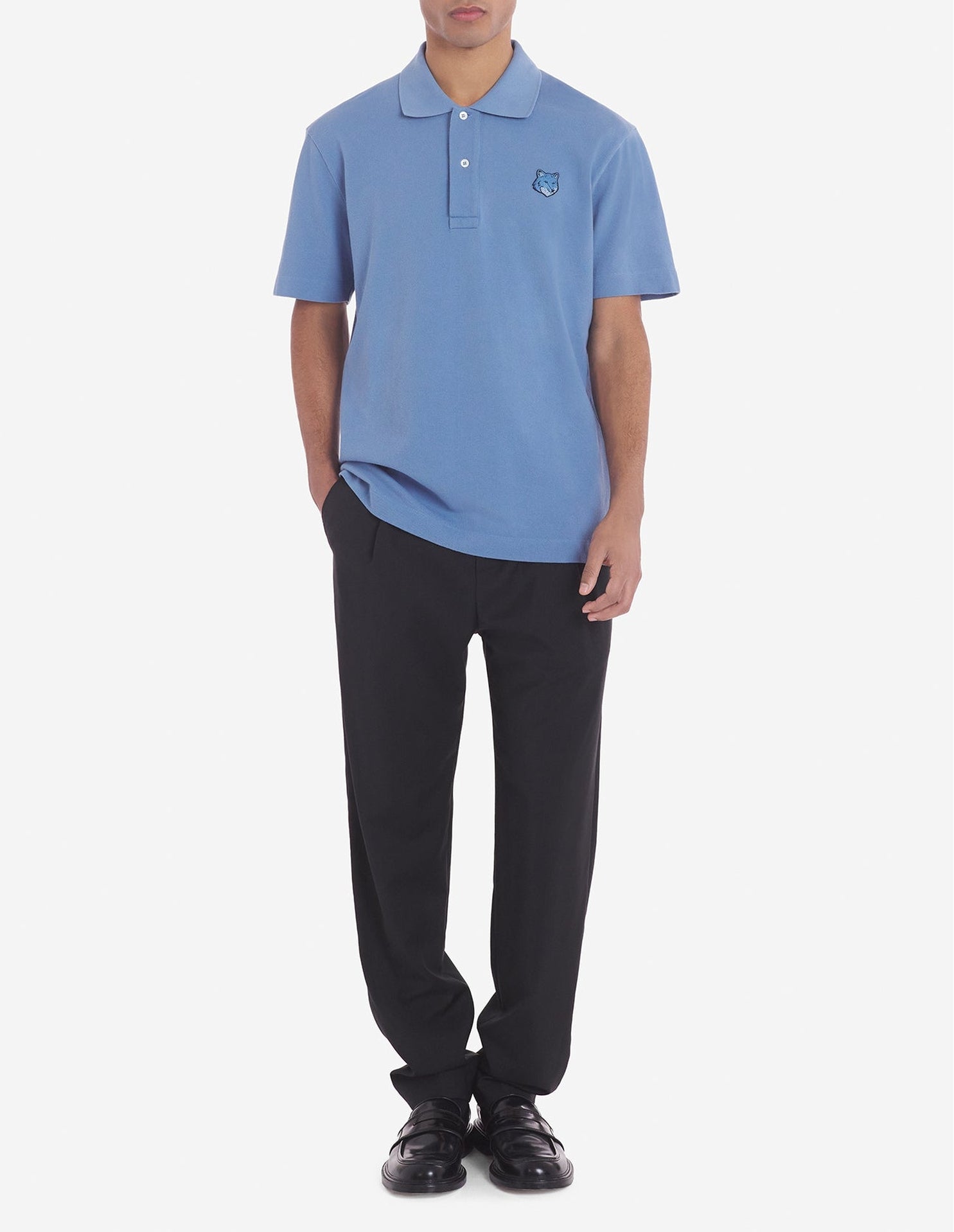 Short-sleeved polo shirt with badge - Hampton Blue