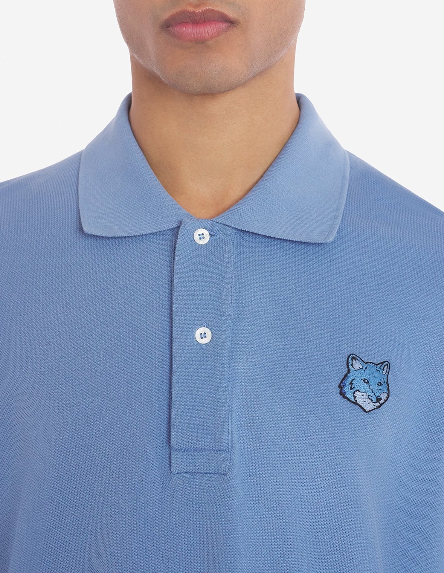 Short-sleeved polo shirt with badge - Hampton Blue