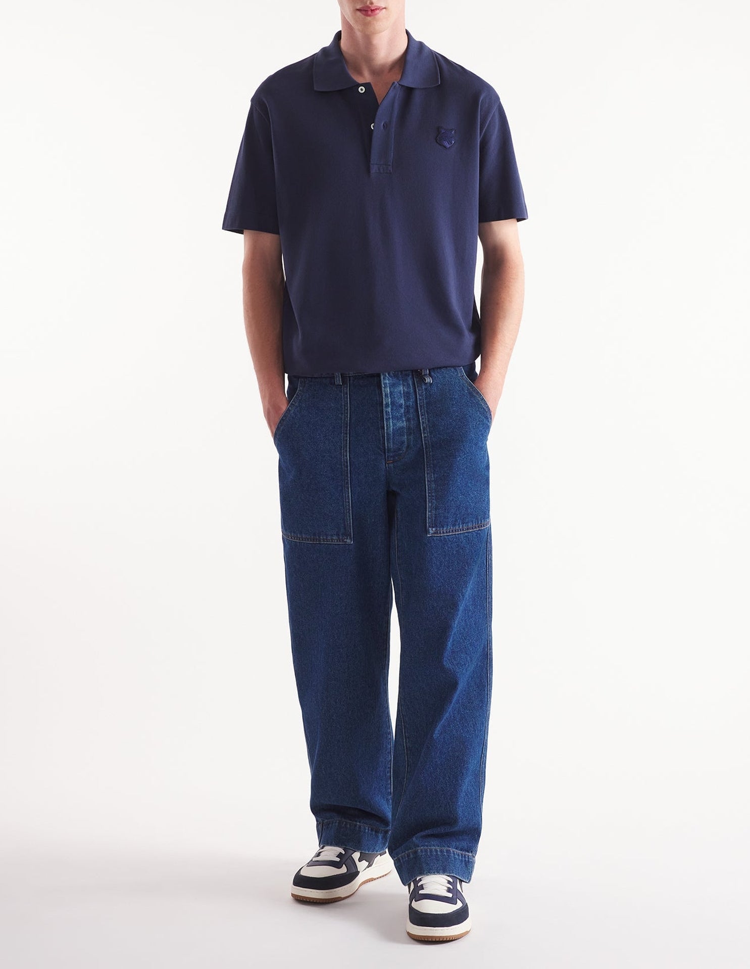 Short-sleeved polo shirt with crest - Ink Blue