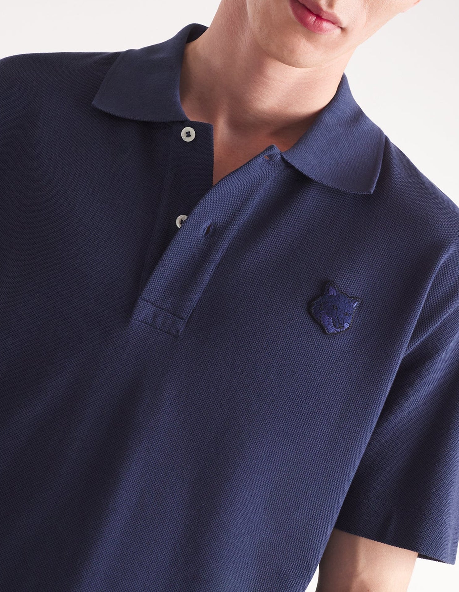 Short-sleeved polo shirt with crest - Ink Blue