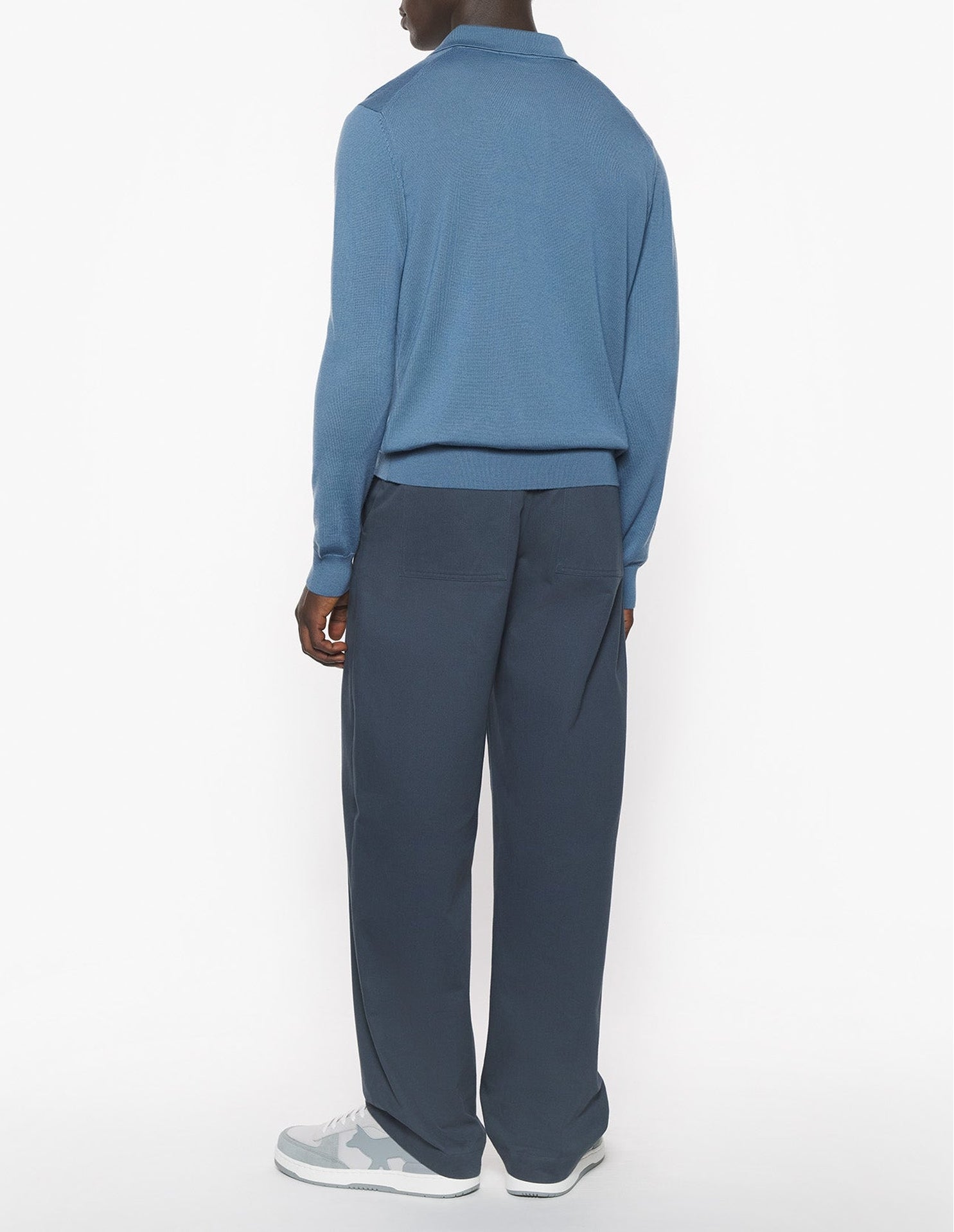 Patch embroidered wool polo jumper - Breton Blue