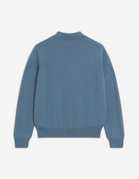 Patch embroidered wool polo jumper - Breton Blue