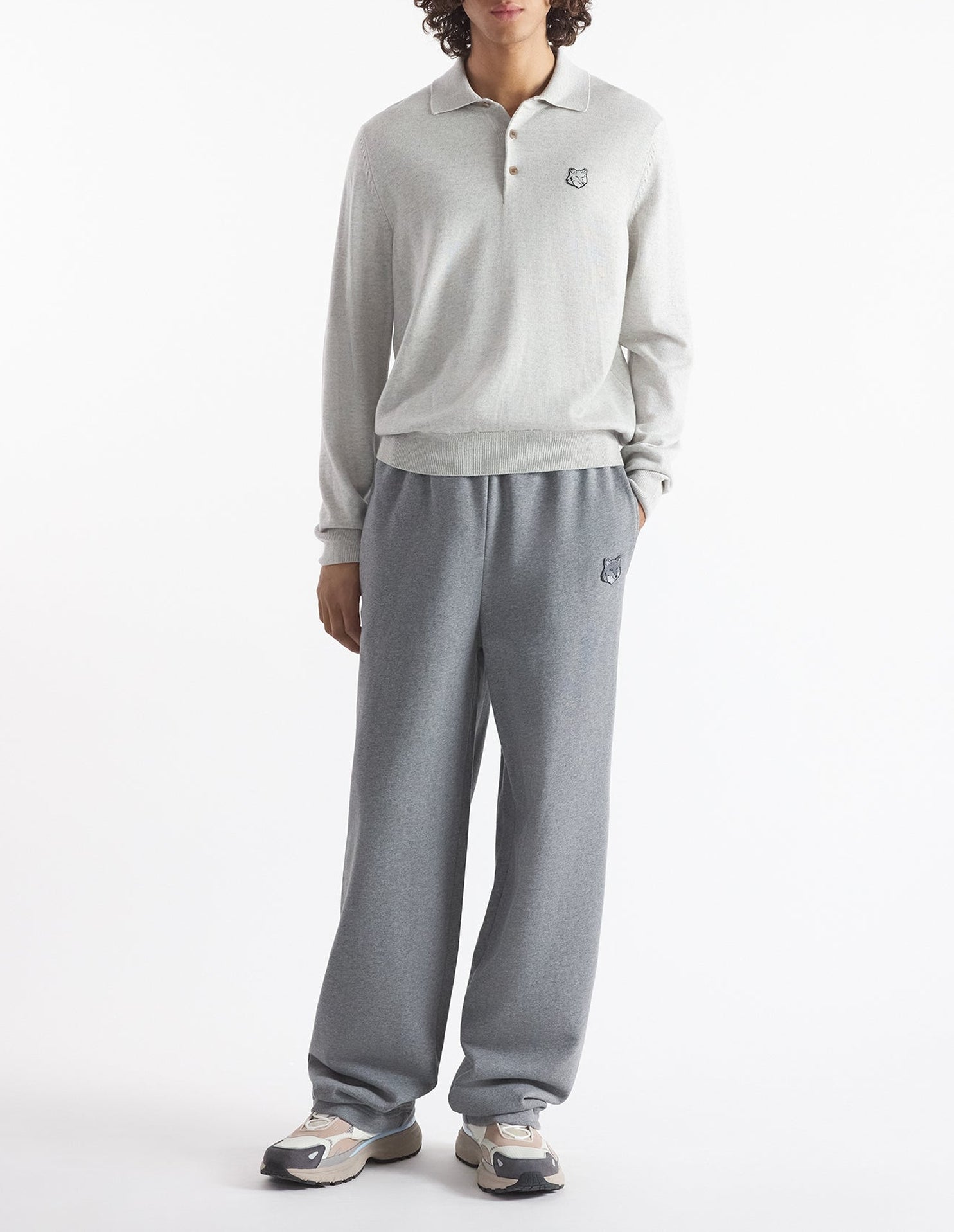 Pull camionneur Bold Fox Head en laine - Light Grey Melange
