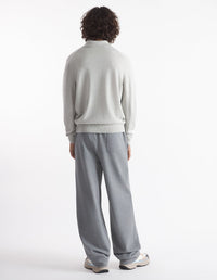 Patch embroidered polo jumper in wool - Light Grey Melange