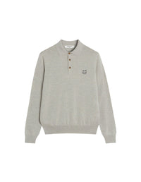 Pull polo Patch brodé en laine - Light Grey