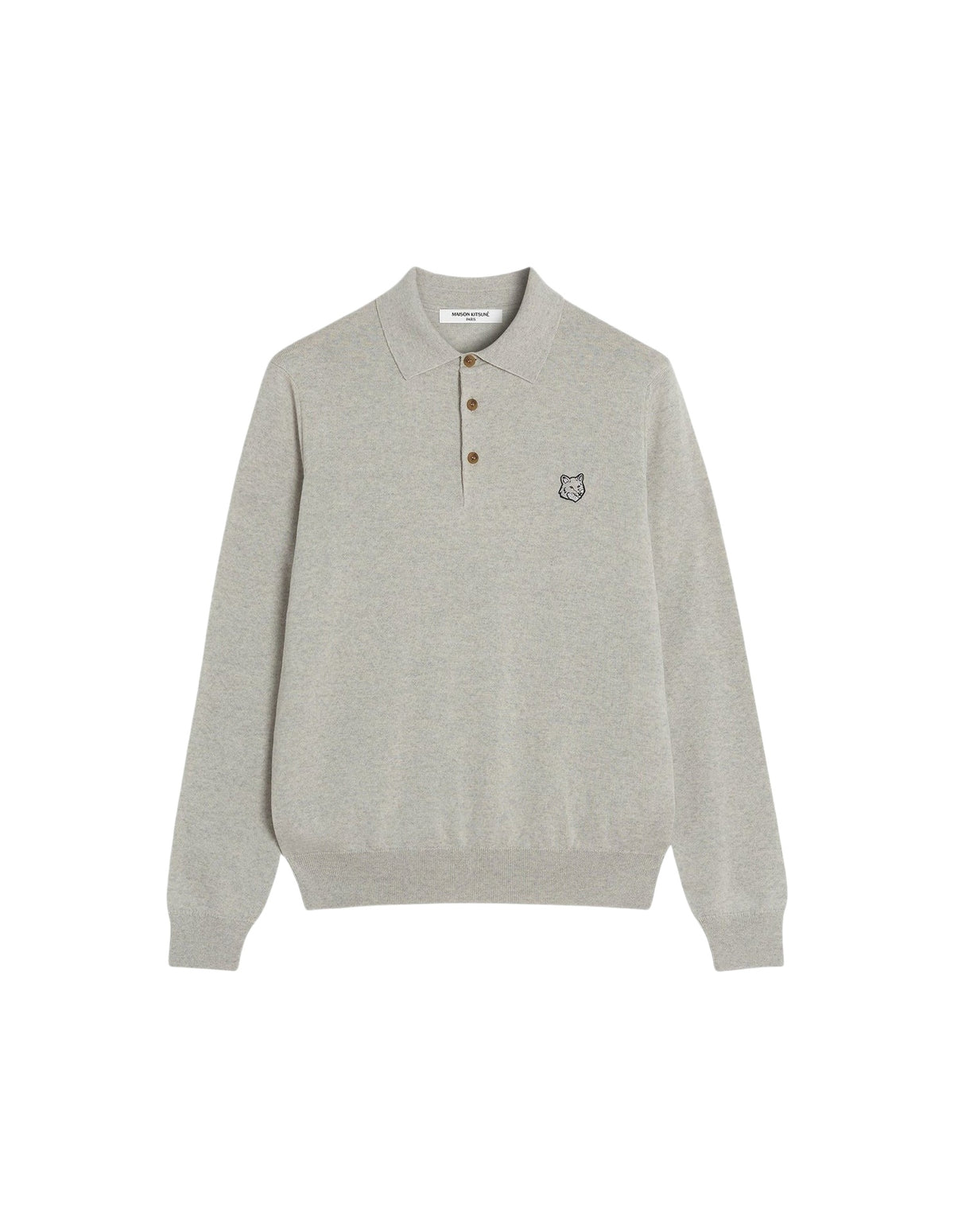 Pull polo Patch brodé en laine - Light Grey