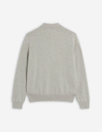 Pull polo Patch brodé en laine - Light Grey Melange
