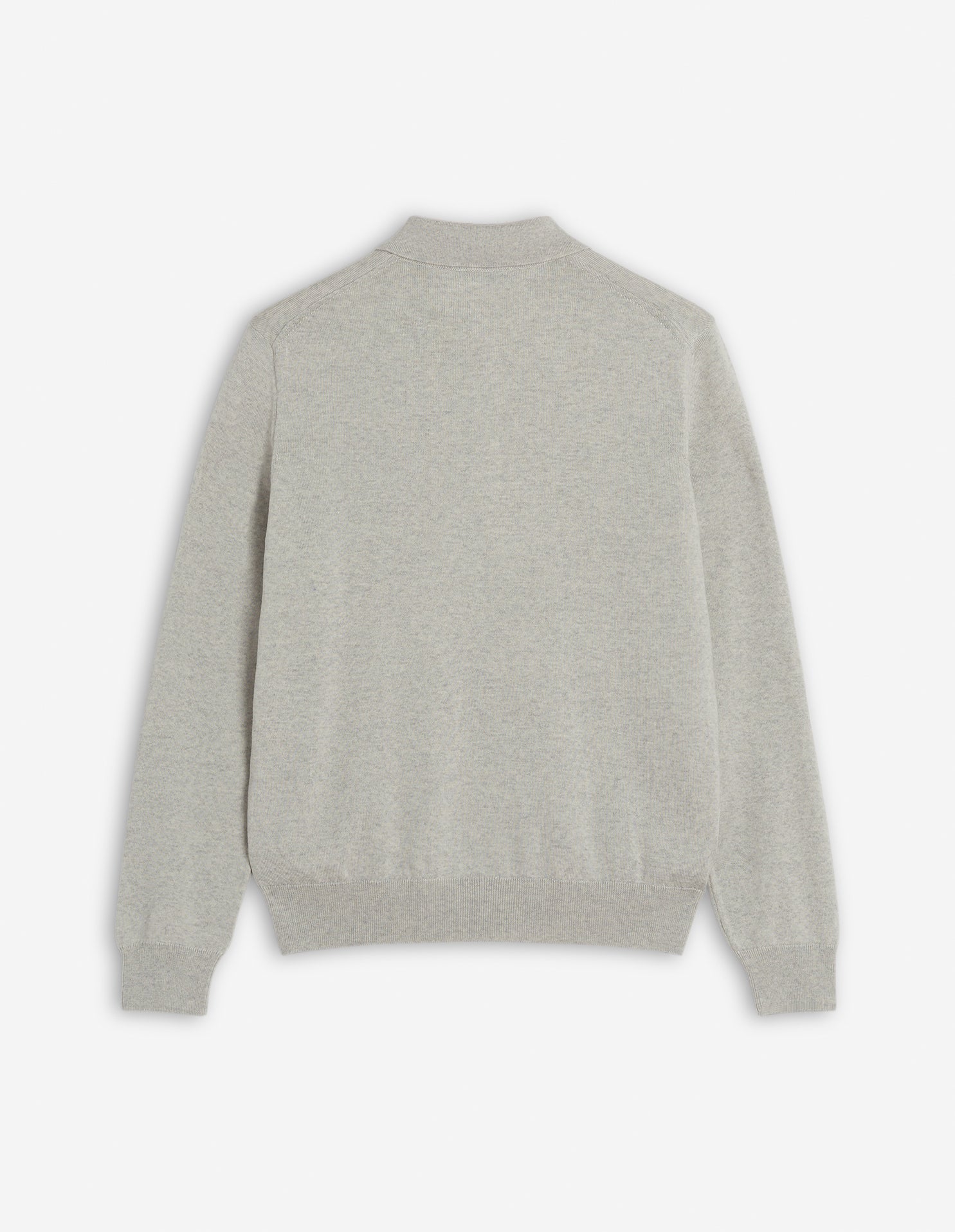Patch embroidered polo jumper in wool - Light Grey Melange