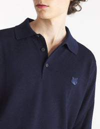 Embroidered wool trucker jumper - Ink Blue