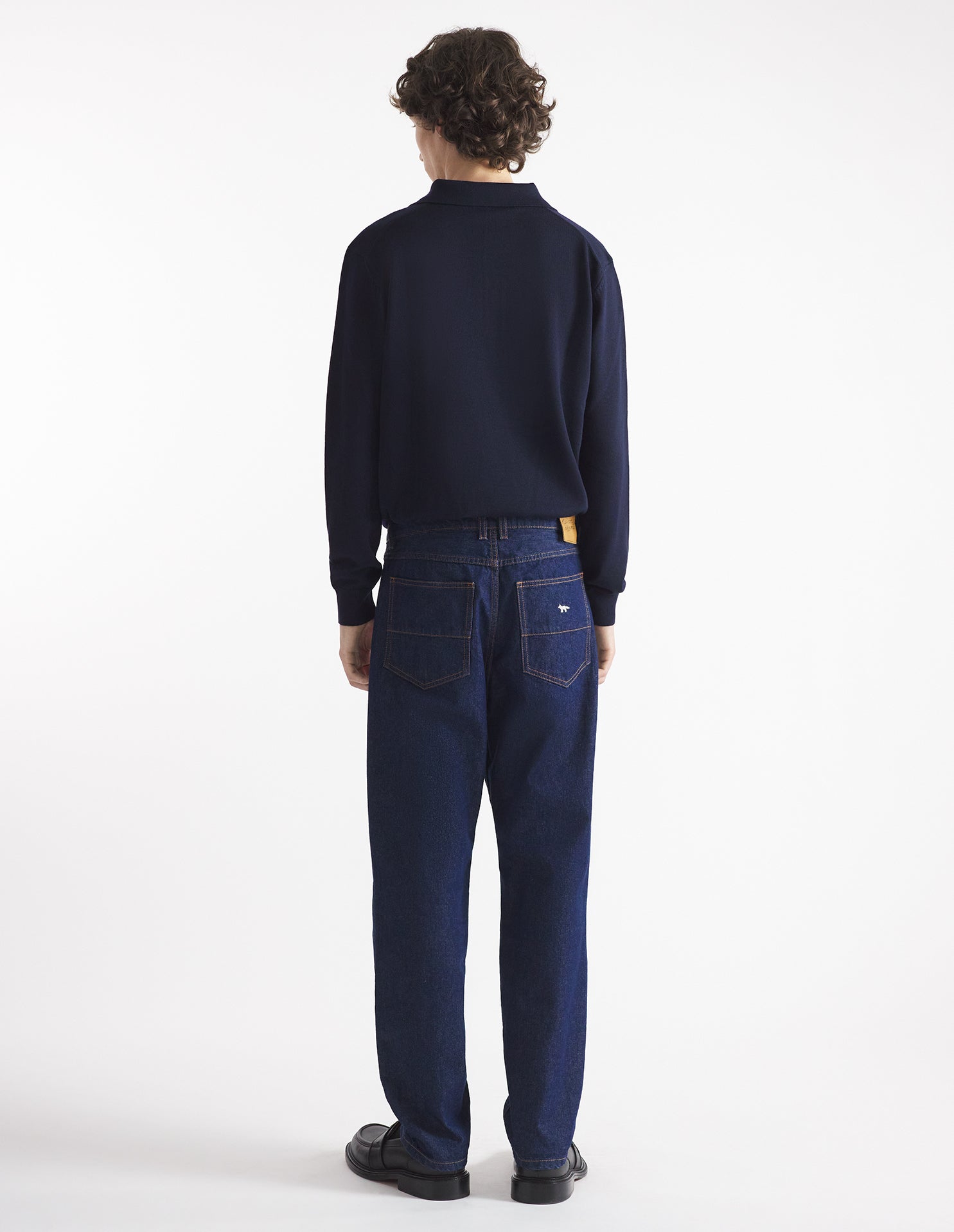 Embroidered wool trucker jumper - Ink Blue