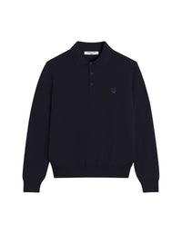Embroidered wool trucker jumper - Ink Blue