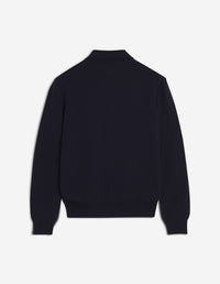 Embroidered wool trucker jumper - Ink Blue
