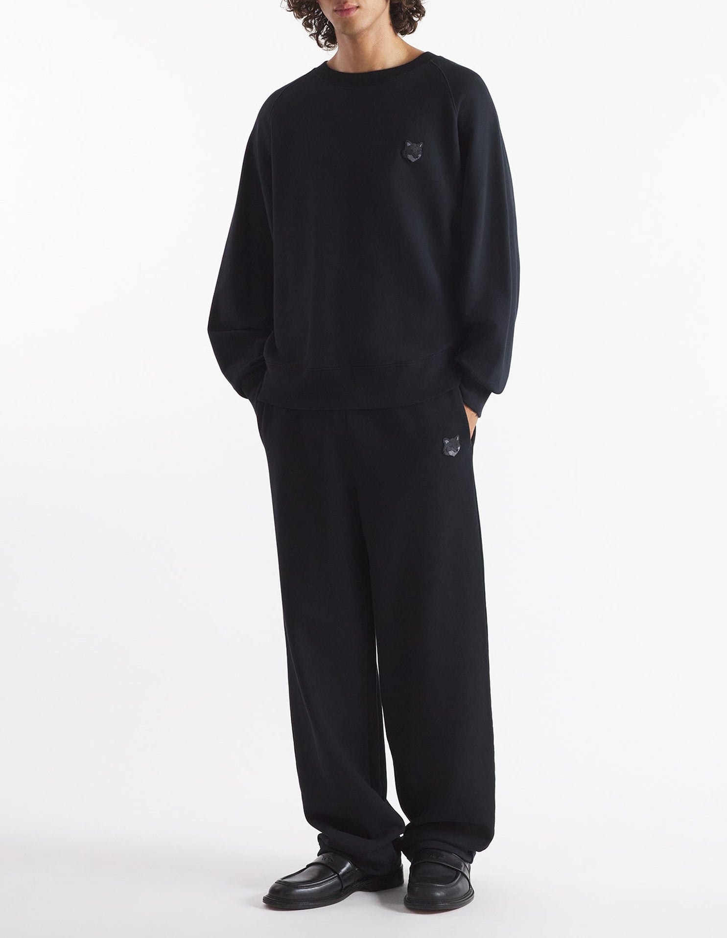 Sweatshirt Bold Fox Head oversize à col rond - Black