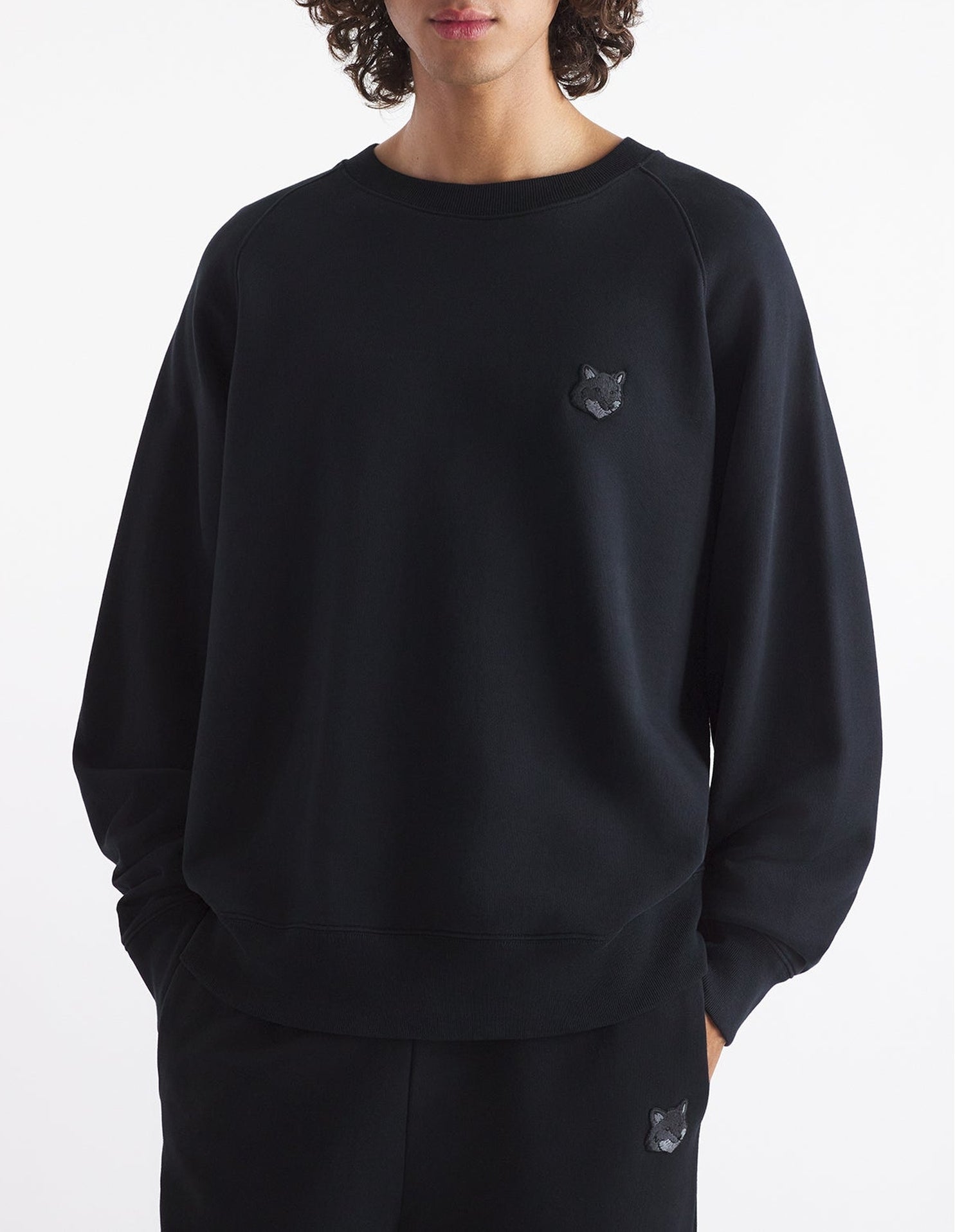 Sweatshirt Bold Fox Head oversize à col rond - Black
