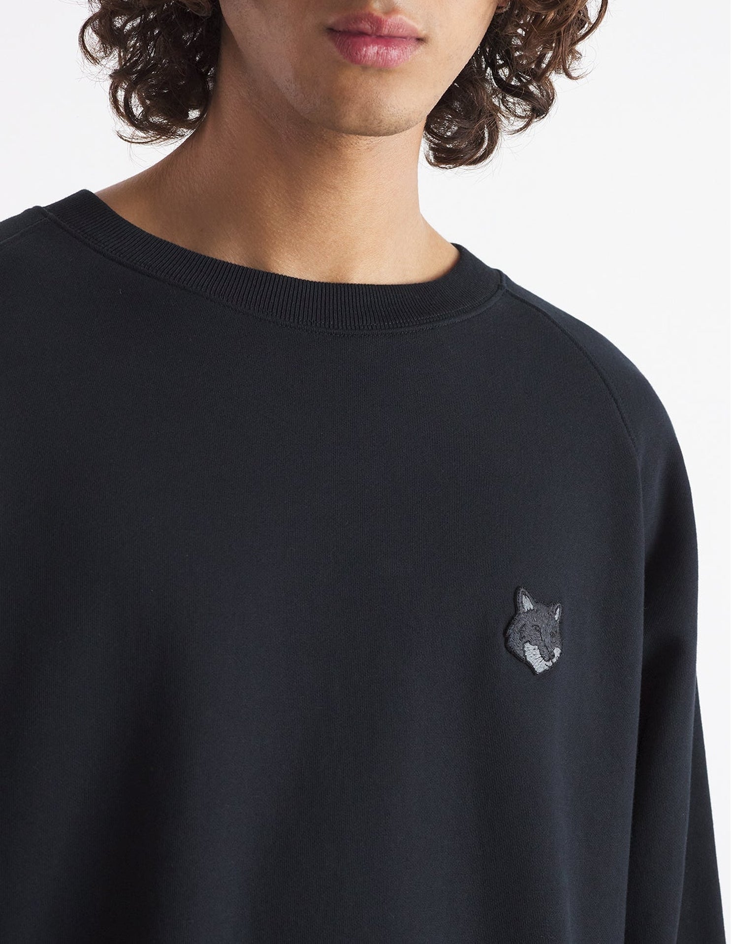 Sweatshirt Bold Fox Head oversize à col rond - Black