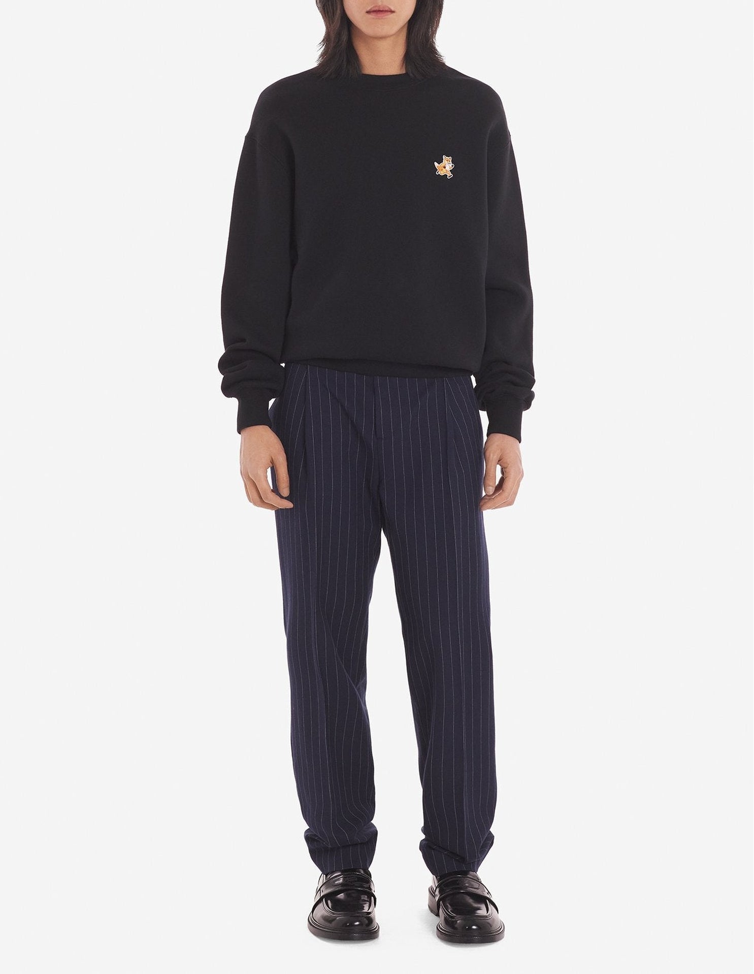 Round-neck sweatshirt with crest - Black