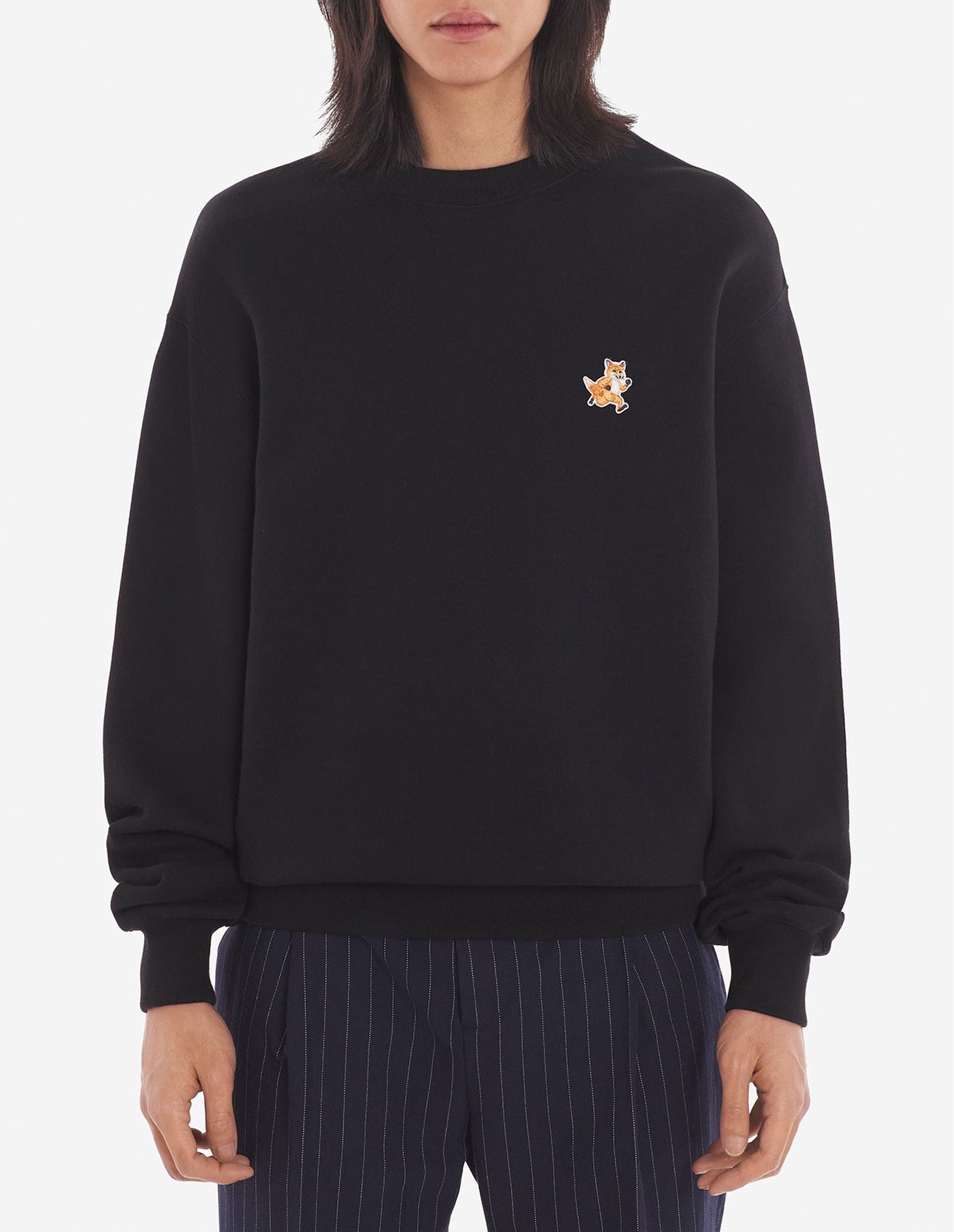 Round-neck sweatshirt with crest - Black