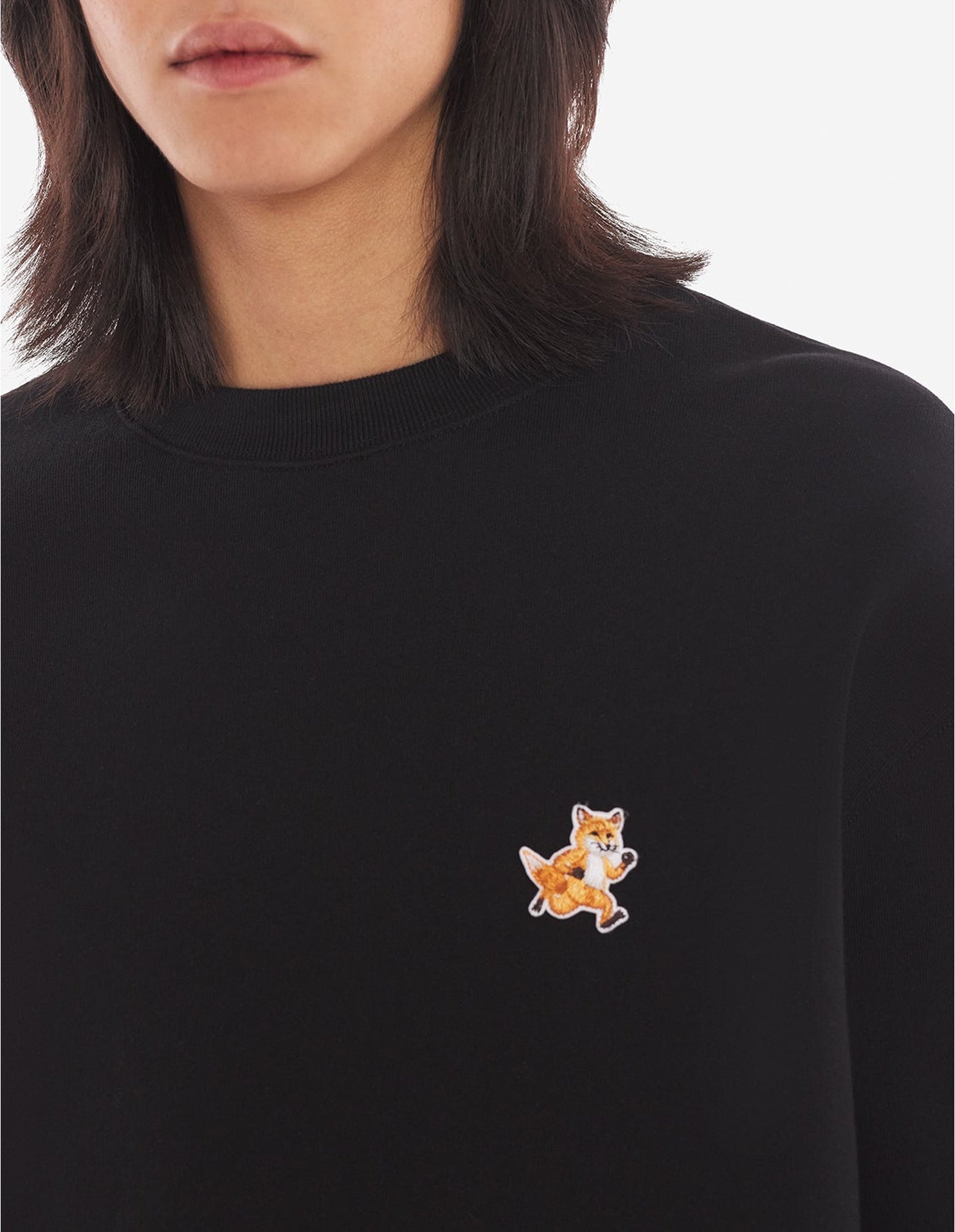 Round-neck sweatshirt with crest - Black