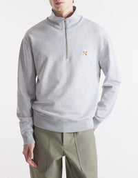Trucker sweatshirt with badge - Light Grey Melange