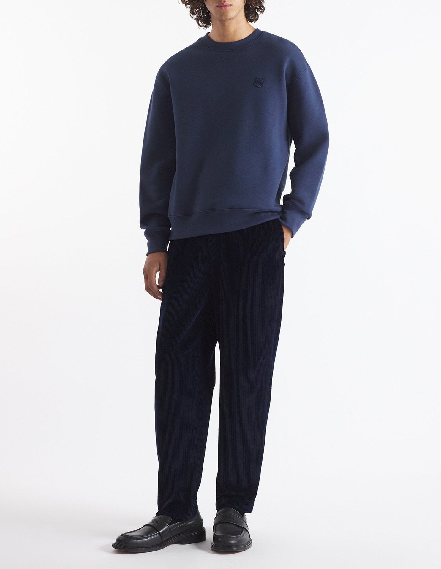 Bold Fox Head Sweatshirt with patch - Ink Blue