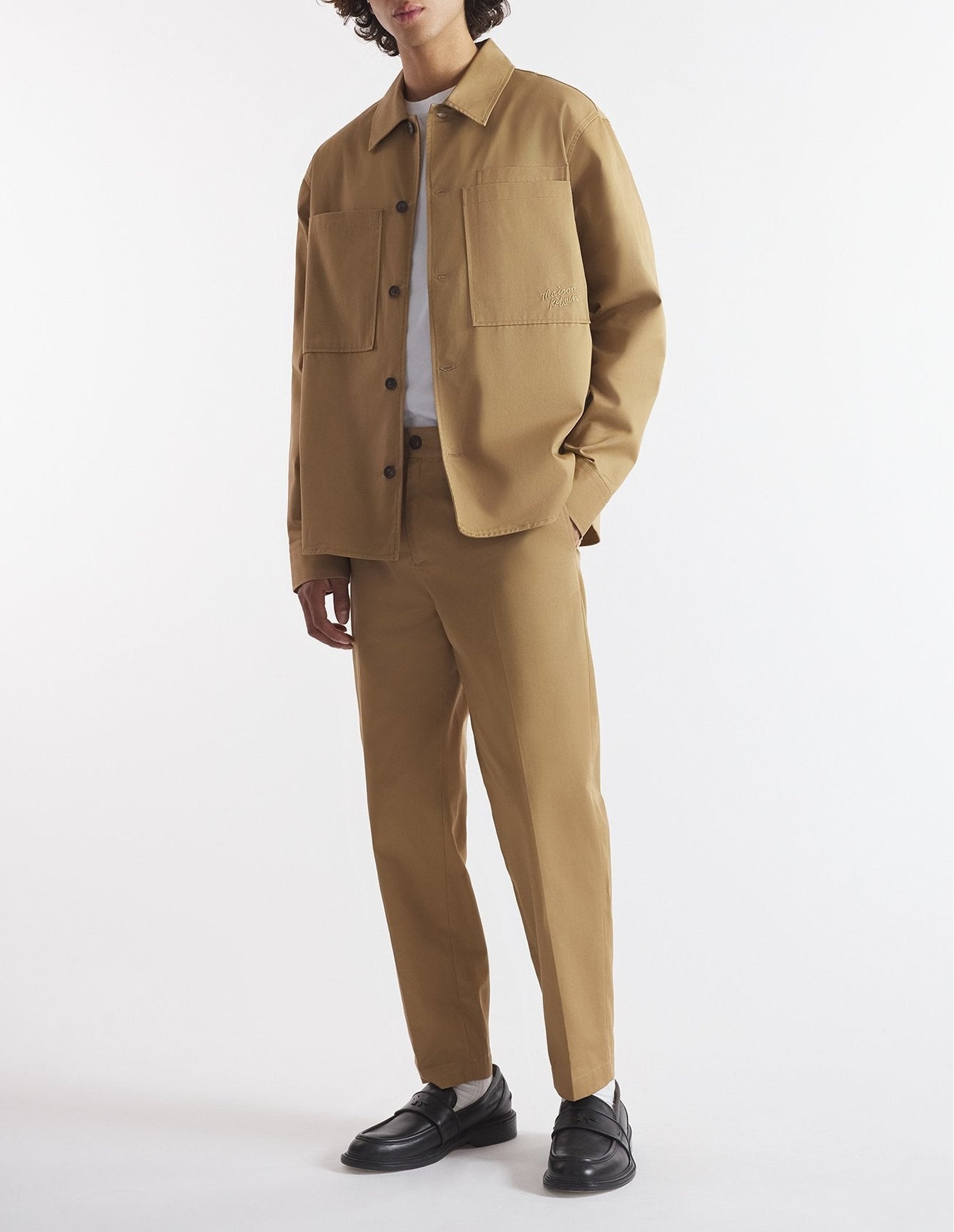 Over shirt with embroidery - Chino Beige