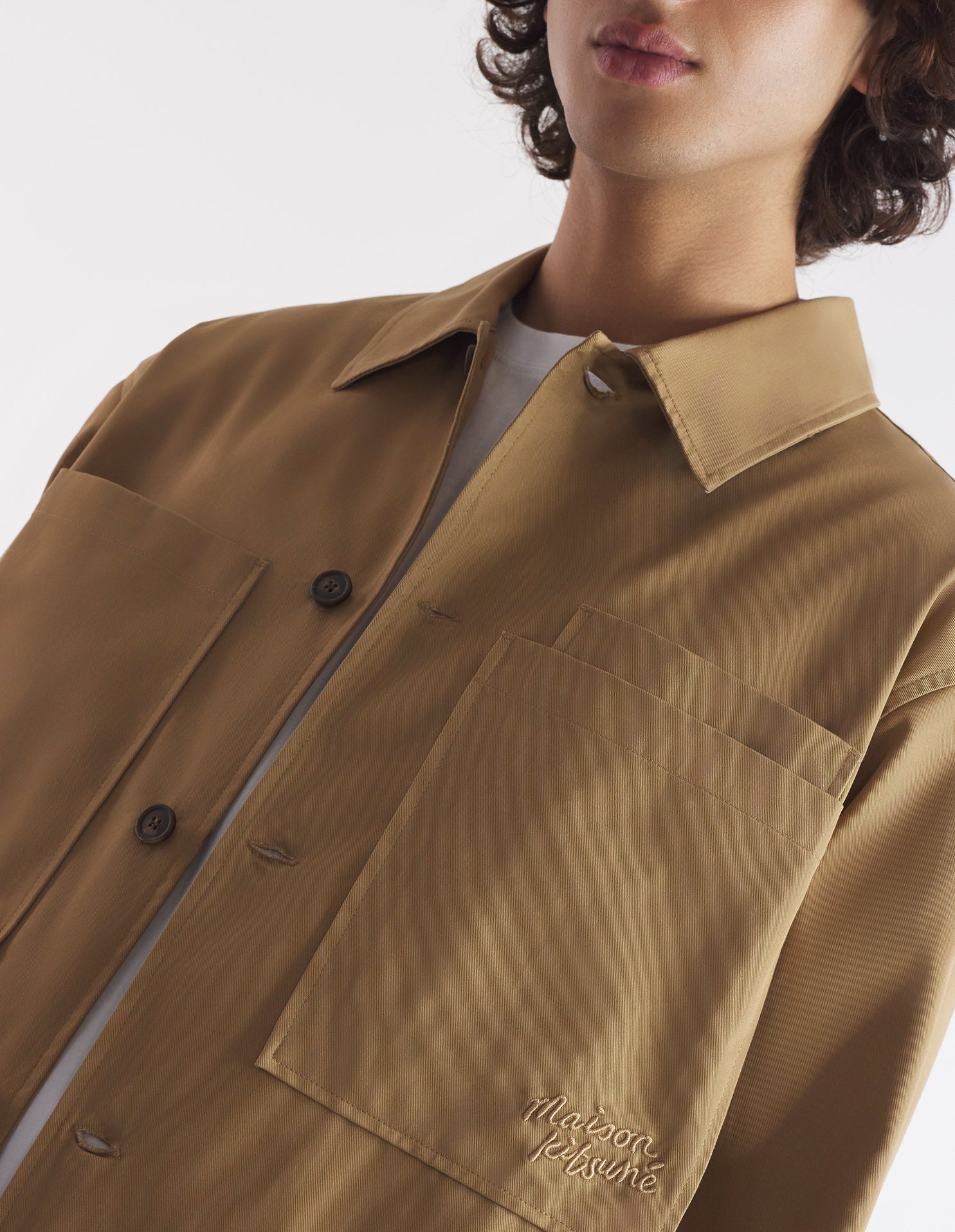 Over shirt with embroidery - Chino Beige
