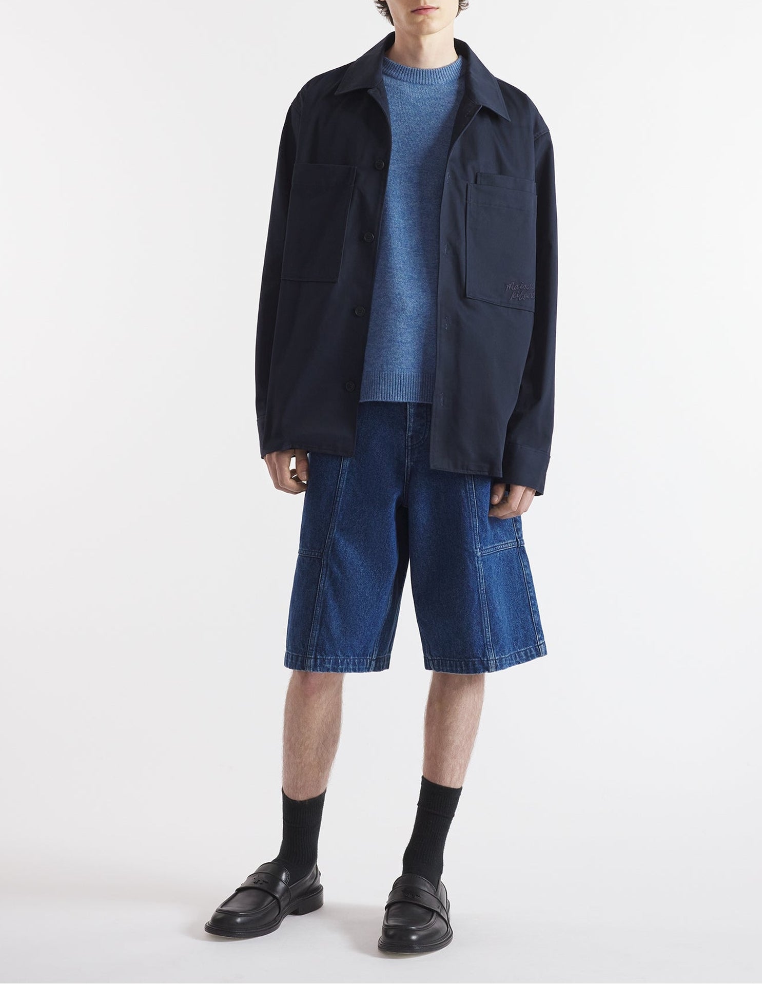 Pocket overshirt with embroidery - Black