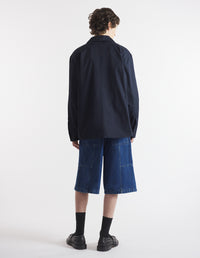 Pocket overshirt with embroidery - Black