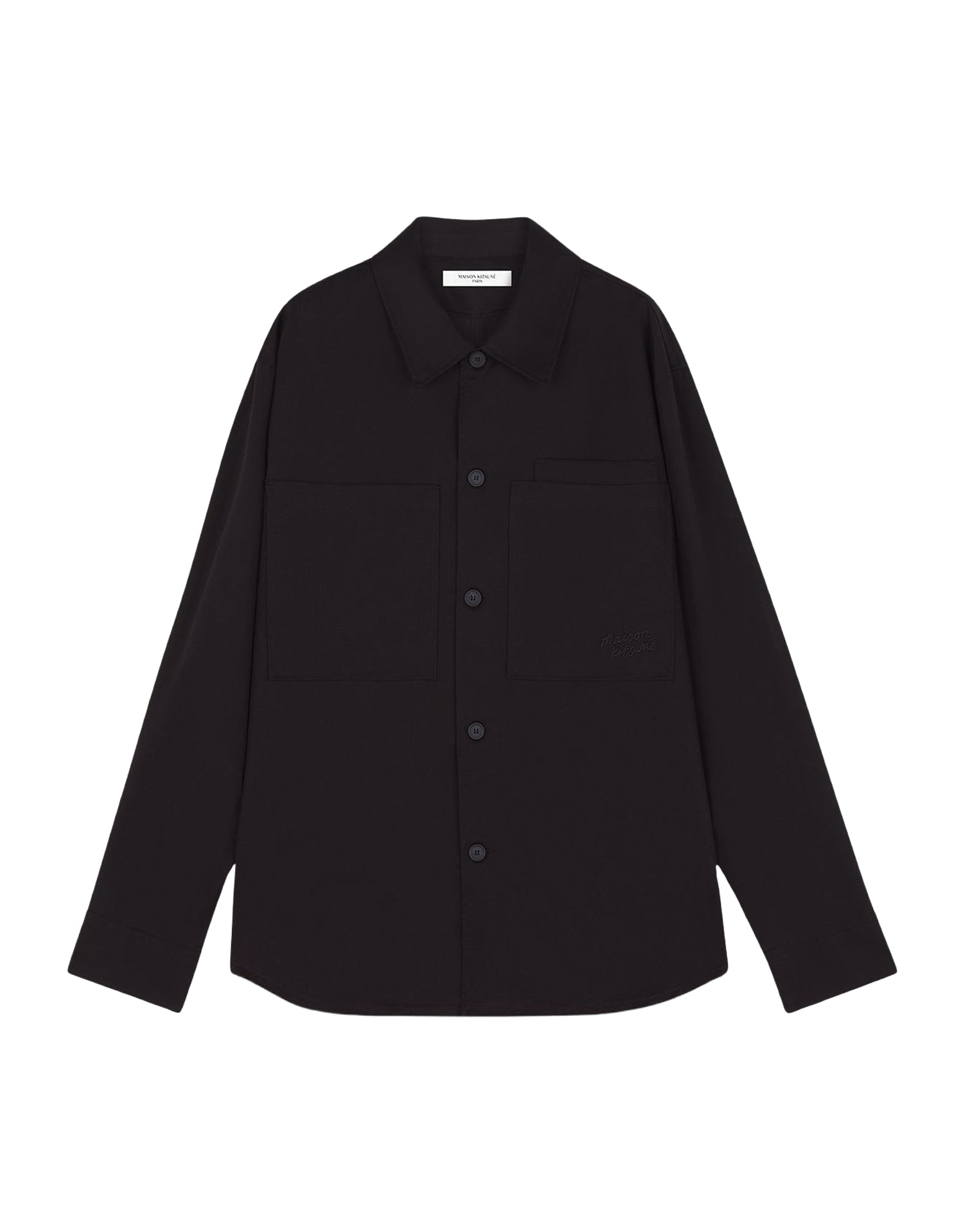 Pocket overshirt with embroidery - Black