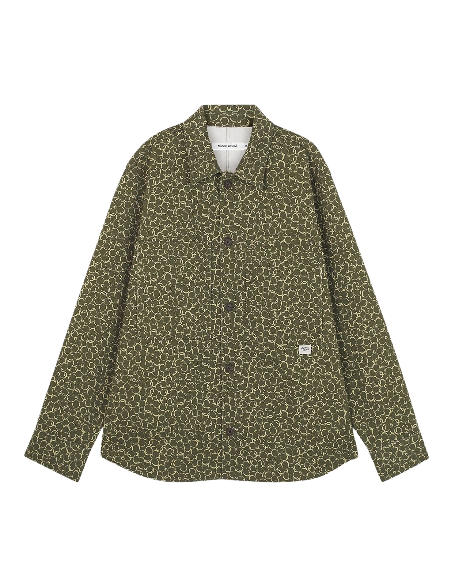Patterned overshirt with label - Khaki Design