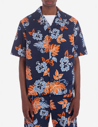 Short-sleeved boxy shirt with embroidery - Deep Navy Design