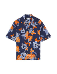 Short-sleeved boxy shirt with embroidery - Deep Navy Design