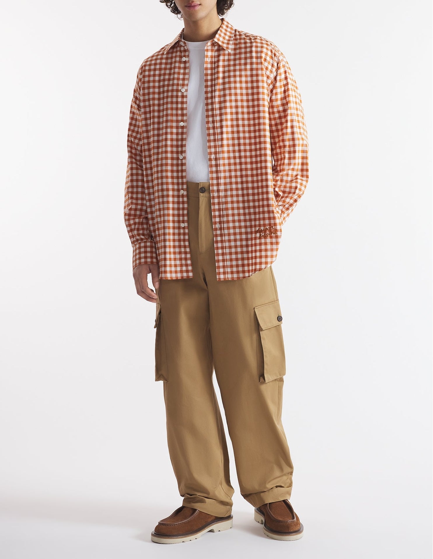 Gingham printed skater shirt - Spice & White