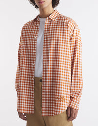 Gingham printed skater shirt - Spice & White