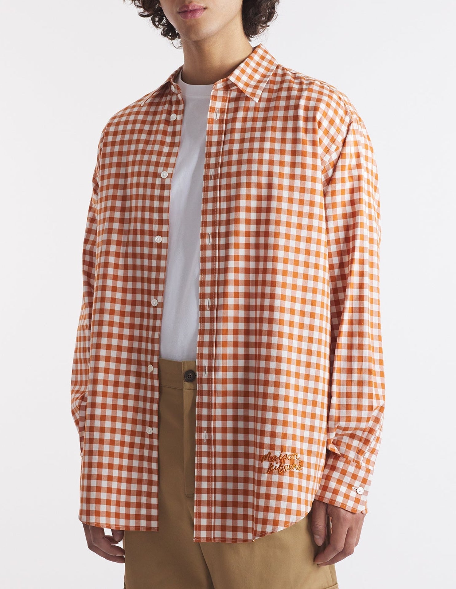 Gingham printed skater shirt - Spice & White
