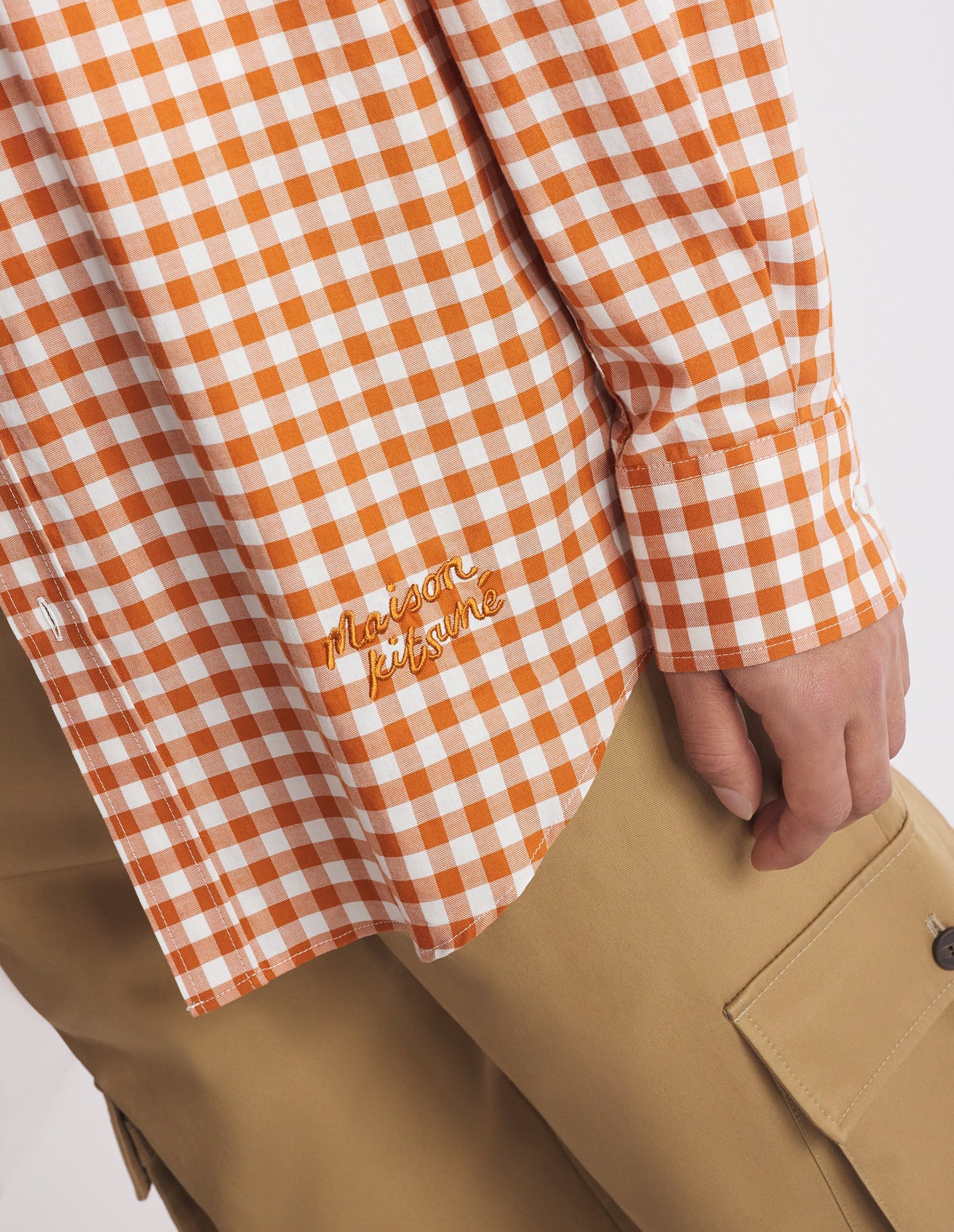 Gingham printed skater shirt - Spice & White